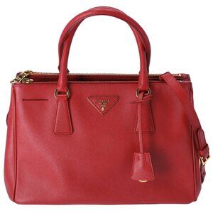 PRADA Saffiano Small Satchel Shoulder Bag Red Leather